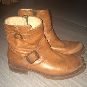Frye Tan Leather Ankle Boots